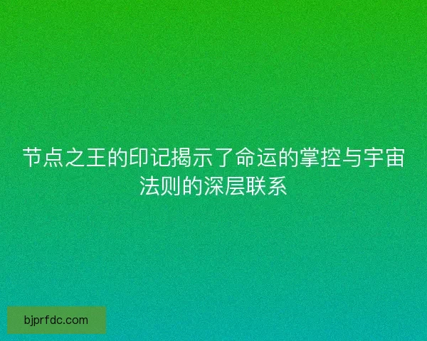 节点之王的印记揭示了命运的掌控与宇宙法则的深层联系