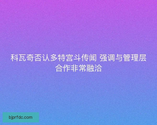 科瓦奇否认多特宫斗传闻 强调与管理层合作非常融洽