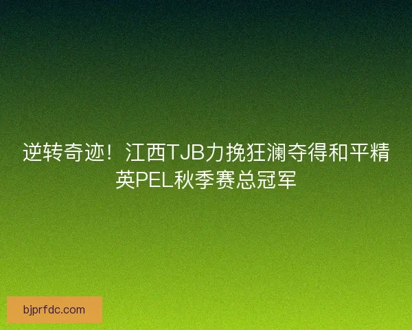 逆转奇迹！江西TJB力挽狂澜夺得和平精英PEL秋季赛总冠军